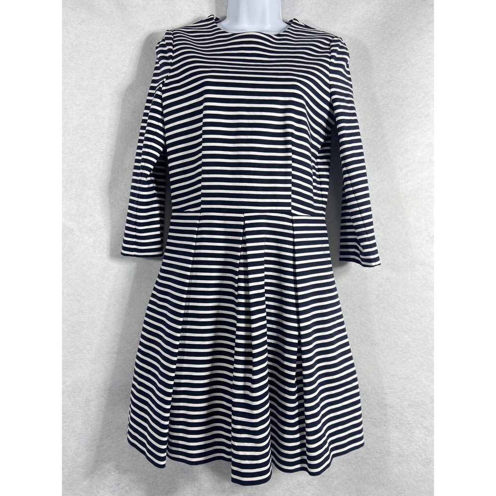 Gap Dress Women's 6 Blue White Fit & Flare Long Sleeves Pleated Striped New